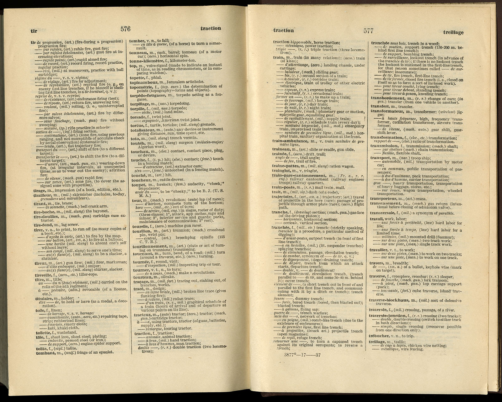 Cornélis De Witt Willcox, A French-English Military Technical Dictionary (Washington, 1917). Gift of Superintendent of Documents.